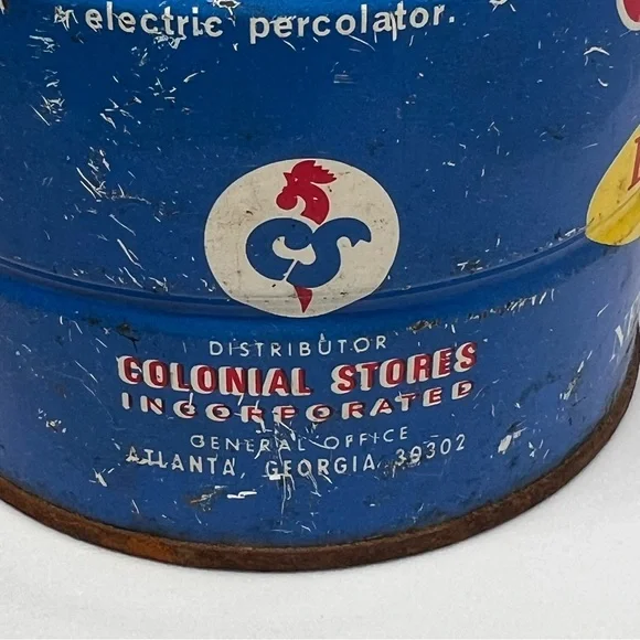Colonial Stores Atlanta GA Vintage Electric Perk Grind Coffee Can 16 oz - Picture 5 of 6